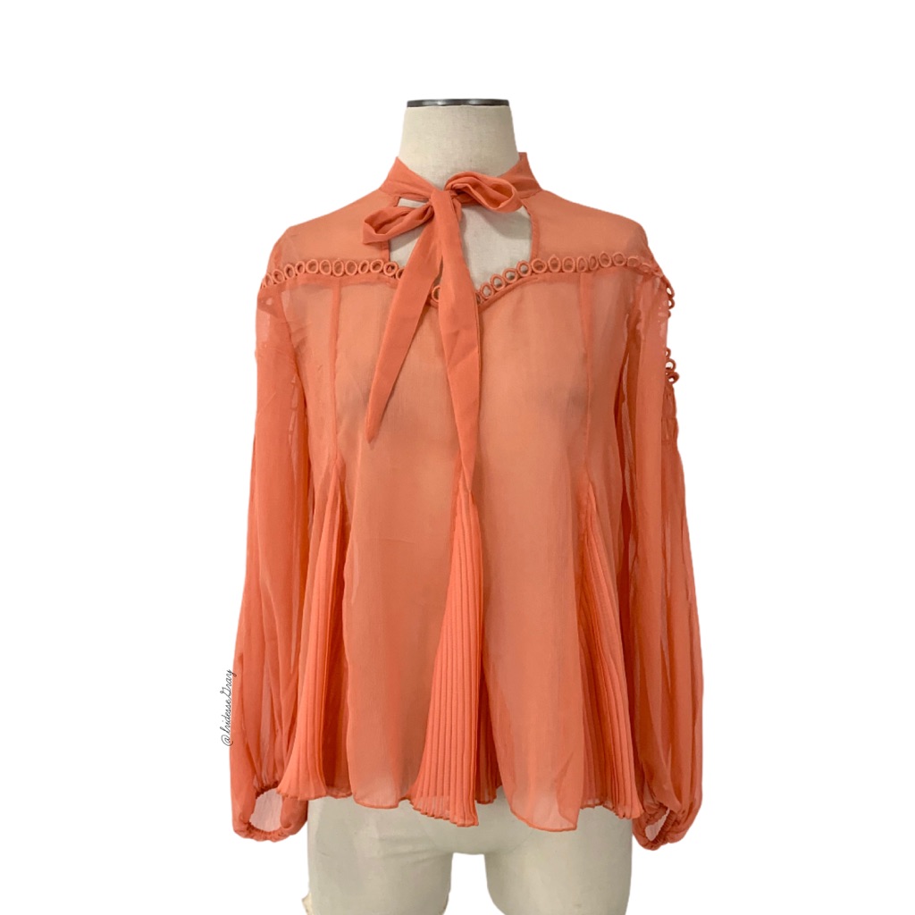 Anthropologie Ranna Gill Light Orange Sheer Top S